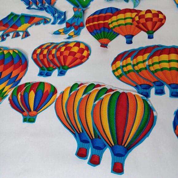 Hot Air Balloons And Kites Fabric Cutout 49 Pieces For Applique Crafting Rainbow - Picture 11 of 15